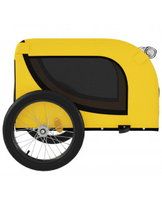 Rimorchio da Bici per Animali Giallo e Nero Oxford e Ferro