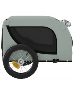 Rimorchio da Bici per Animali Grigio e Nero Oxford e Ferro