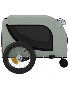 Rimorchio da Bici per Animali Grigio e Nero Oxford e Ferro