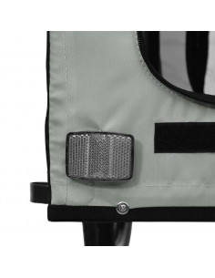 Rimorchio da Bici per Animali Grigio e Nero Oxford e Ferro