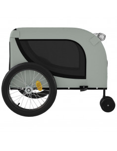 Rimorchio da Bici per Animali Grigio e Nero Oxford e Ferro