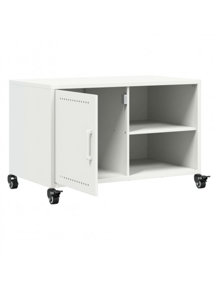 Mobile TV Bianco 68x39x43,5 cm in Acciaio Laminato a Freddo