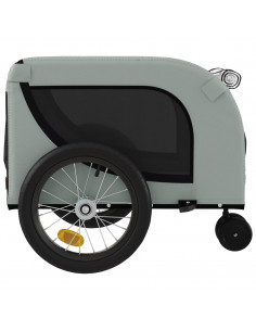 Rimorchio da Bici per Animali Grigio e Nero Oxford e Ferro