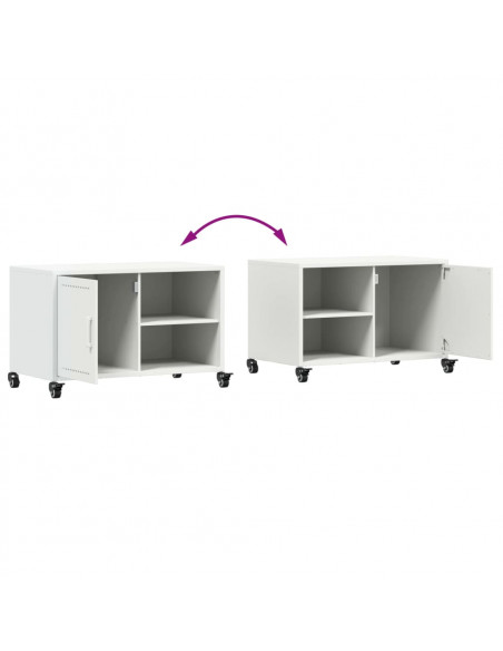 Mobile TV Bianco 68x39x43,5 cm in Acciaio Laminato a Freddo