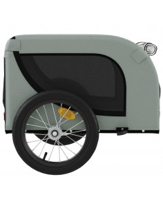 Rimorchio da Bici per Animali Grigio e Nero Oxford e Ferro