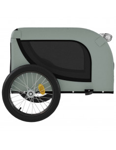 Rimorchio da Bici per Animali Grigio e Nero Oxford e Ferro