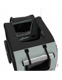 Rimorchio da Bici per Animali Grigio e Nero Oxford e Ferro