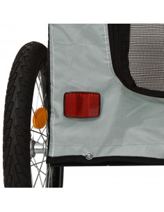 Rimorchio da Bici per Animali Nero e Grigio Oxford e Ferro