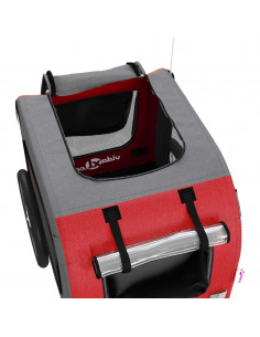 Rimorchio da Bici per Animali Rosso e Grigio Oxford e Ferro