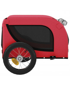 Rimorchio da Bici per Animali Rosso e Nero Oxford e Ferro