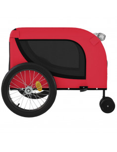 Rimorchio da Bici per Animali Rosso e Nero Oxford e Ferro