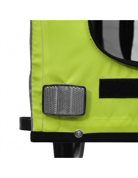 Rimorchio da Bici per Animali Verde e Grigio Oxford e Ferro