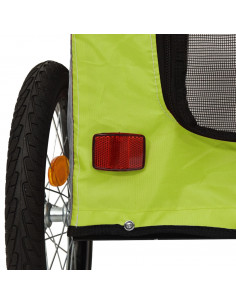 Rimorchio da Bici per Animali Verde e Grigio Oxford e Ferro