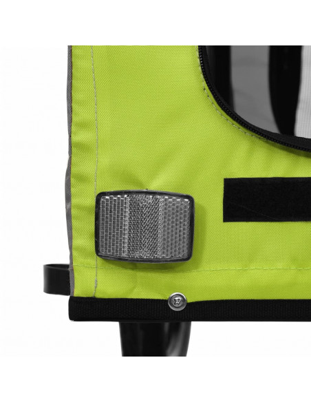 Rimorchio da Bici per Animali Verde e Grigio Oxford e Ferro