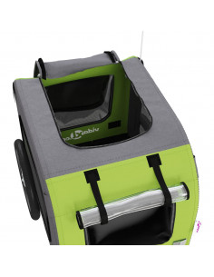 Rimorchio da Bici per Animali Verde e Grigio Oxford e Ferro