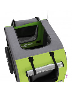 Rimorchio da Bici per Animali Verde e Grigio Oxford e Ferro