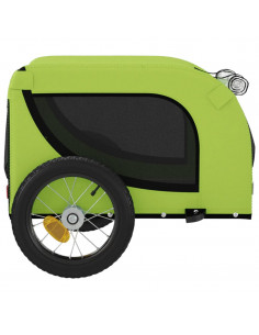 Rimorchio da Bici per Animali Verde e Nero Oxford e Ferro