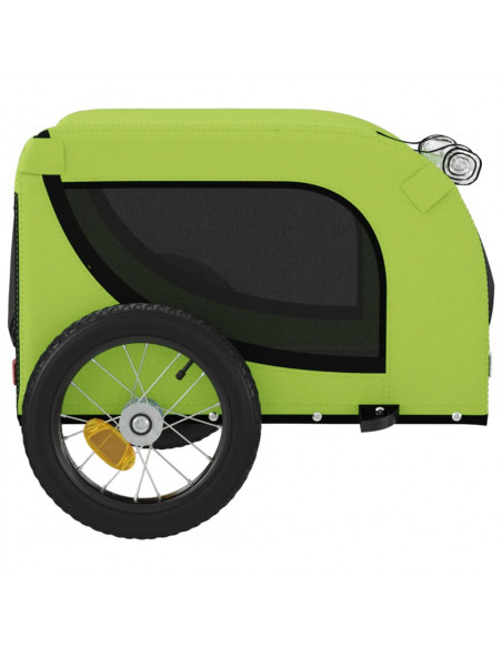 Rimorchio da Bici per Animali Verde e Nero Oxford e Ferro
