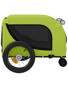 Rimorchio da Bici per Animali Verde e Nero Oxford e Ferro