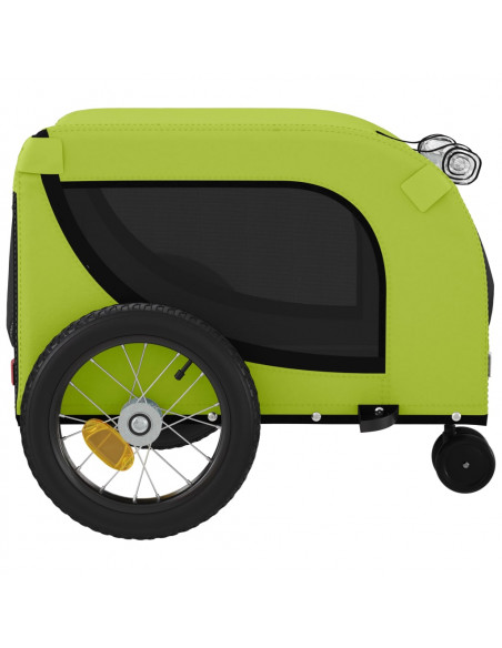 Rimorchio da Bici per Animali Verde e Nero Oxford e Ferro