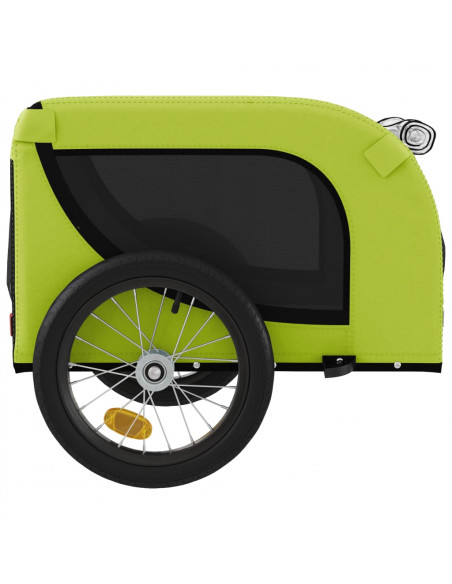 Rimorchio da Bici per Animali Verde e Nero Oxford e Ferro