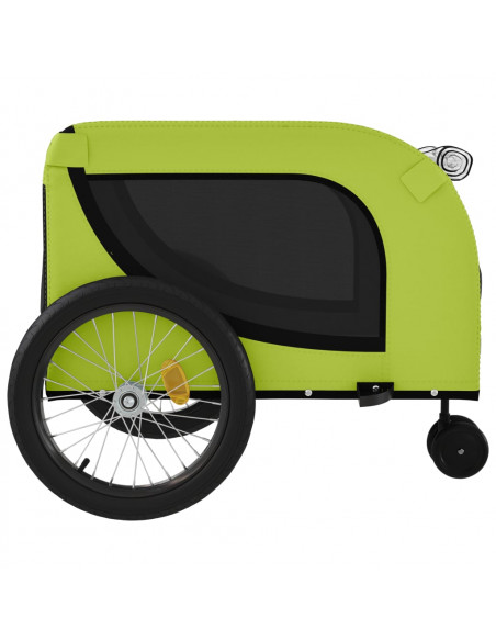Rimorchio da Bici per Animali Verde e Nero Oxford e Ferro