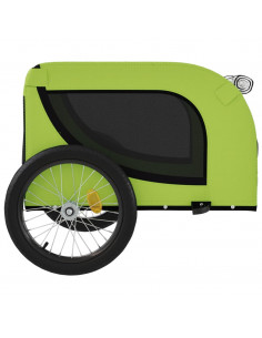 Rimorchio da Bici per Animali Verde e Nero Oxford e Ferro