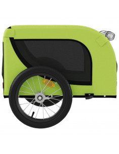 Rimorchio da Bici per Animali Verde e Nero Oxford e Ferro