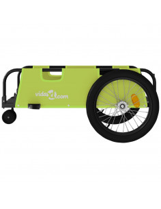Rimorchio da Bici Verde e Nero in Tessuto Oxford e Ferro