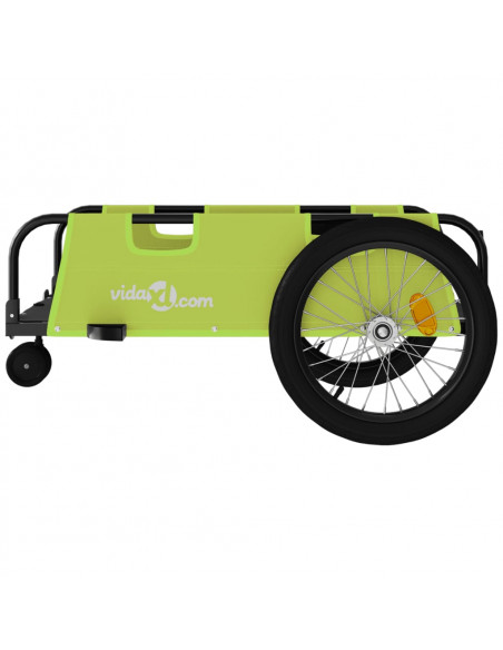 Rimorchio da Bici Verde e Nero in Tessuto Oxford e Ferro