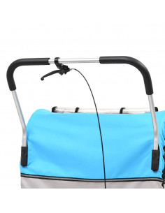 Rimorchio per Bici e Passeggino 2 in 1 Blu e Grigio