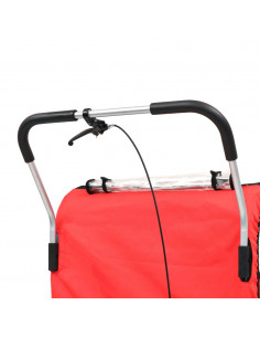 Rimorchio per Bici e Passeggino 2 in 1 Nero e Rosso