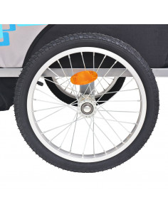 Rimorchio per Bici Grigio e Blu 30 kg