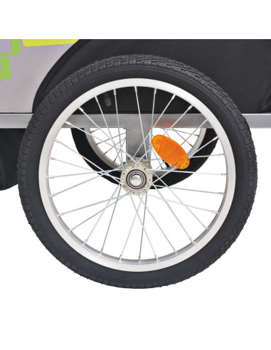 Rimorchio per Bici Grigio e Verde 30 kg