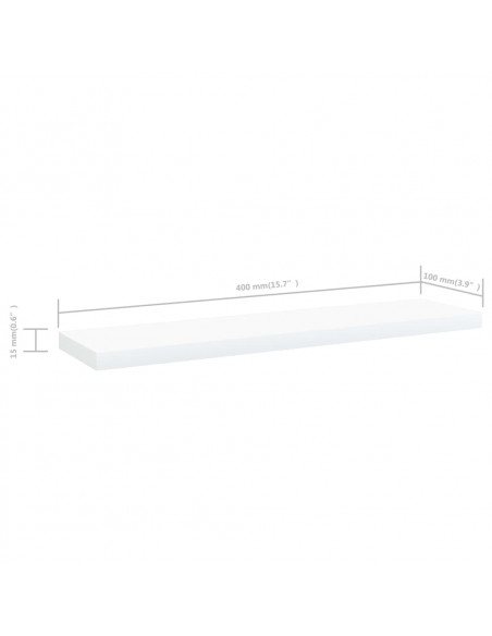 Ripiani per Libreria 4 pz Bianchi 40x10x1,5 cm in Multistrato