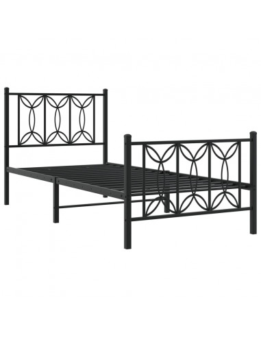 Giroletto con Testiera e Pediera Metallo Nero 75x190 cm