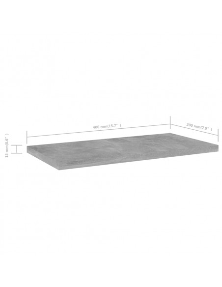 Ripiani per Libreria 4pz Grigio Cemento 40x20x1,5cm Multistrato