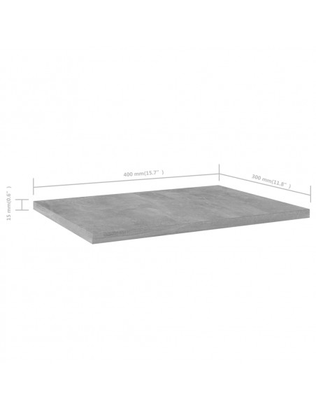 Ripiani per Libreria 4pz Grigio Cemento 40x30x1,5cm Multistrato