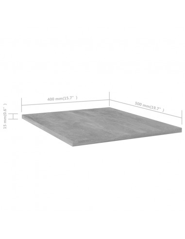 Ripiani per Libreria 4pz Grigio Cemento 40x50x1,5cm Multistrato