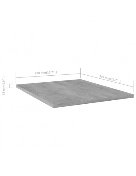 Ripiani per Libreria 4pz Grigio Cemento 40x50x1,5cm Multistrato