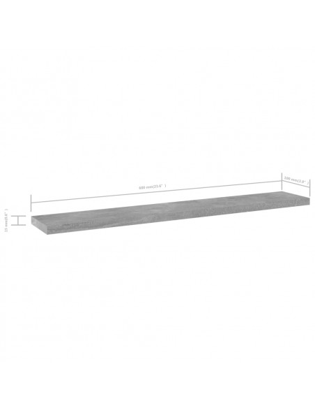 Ripiani per Libreria 4pz Grigio Cemento 60x10x1,5cm Multistrato