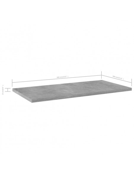 Ripiani per Libreria 4pz Grigio Cemento 60x30x1,5cm Multistrato