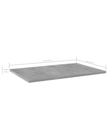 Ripiani per Libreria 4pz Grigio Cemento 60x40x1,5cm Multistrato