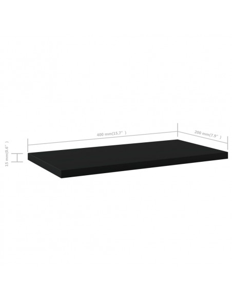 Ripiani per Libreria 4pz Neri 40x20x1,5cm in Legno Multistrato