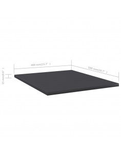 Ripiani per Libreria 8pz Grigi 40x50x1,5cm in Legno Multistrato