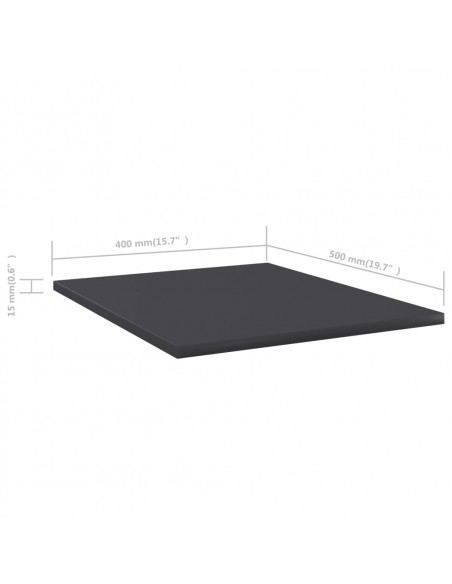 Ripiani per Libreria 8pz Grigi 40x50x1,5cm in Legno Multistrato