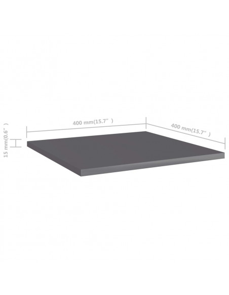 Ripiani per Libreria 8pz Grigio Lucido 40x40x1,5cm Multistrato