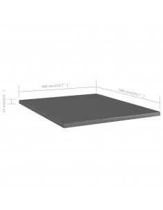 Ripiani per Libreria 8pz Grigio Lucido 40x50x1,5cm Multistrato