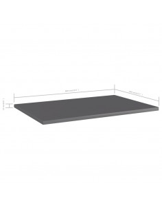 Ripiani per Libreria 8pz Grigio Lucido 60x40x1,5cm Multistrato