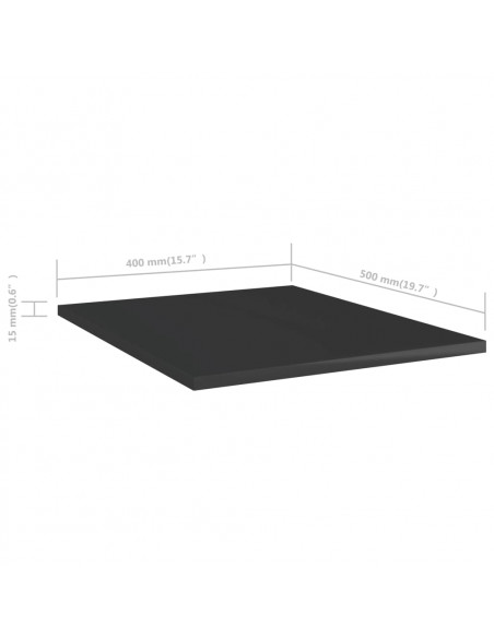 Ripiani per Libreria 8pz Nero Lucido 40x50x1,5cm Multistrato